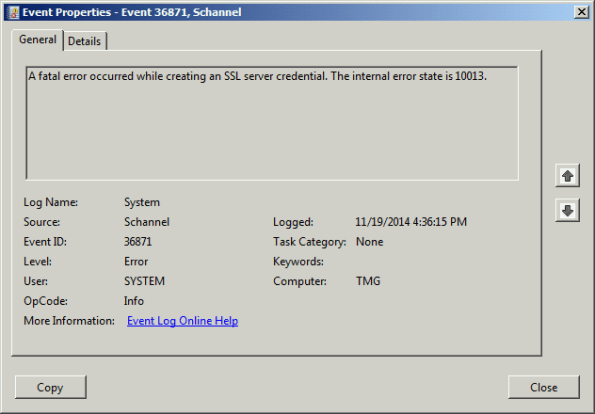 Forefront TMG 2010 SQL Services Fail to Start After Disabling SSL 3.0