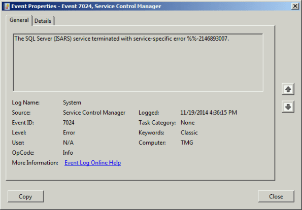 Forefront TMG 2010 SQL Services Fail to Start After Disabling SSL 3.0